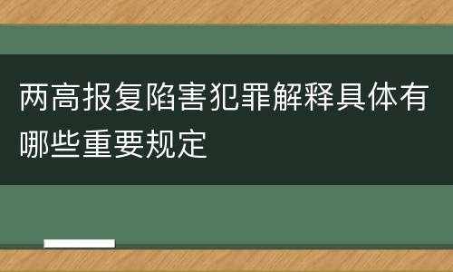 两高报复陷害犯罪解释具体有哪些重要规定