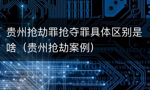 贵州抢劫罪抢夺罪具体区别是啥（贵州抢劫案例）