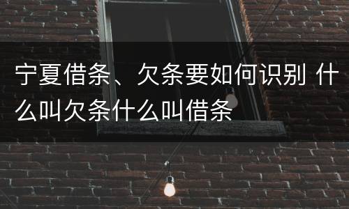 宁夏借条、欠条要如何识别 什么叫欠条什么叫借条