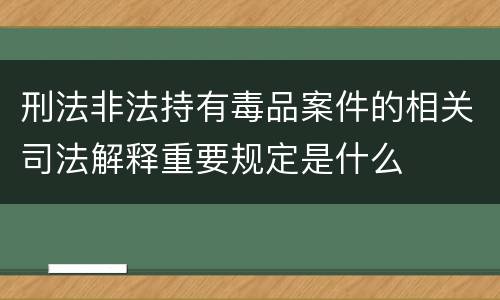 刑法非法持有毒品案件的相关司法解释重要规定是什么