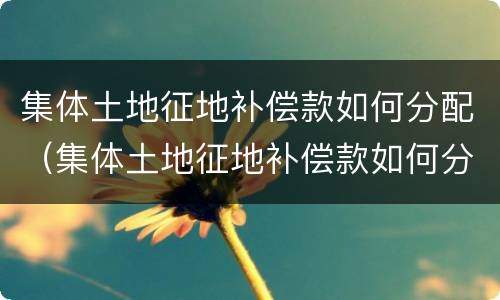 集体土地征地补偿款如何分配（集体土地征地补偿款如何分配给个人）