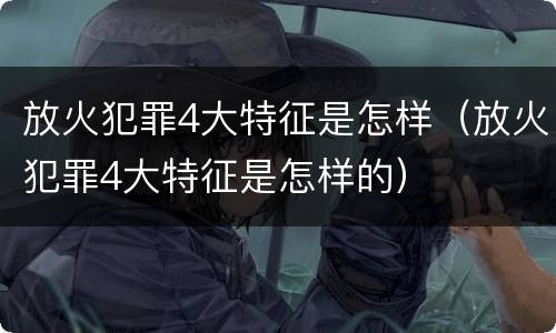 放火犯罪4大特征是怎样（放火犯罪4大特征是怎样的）