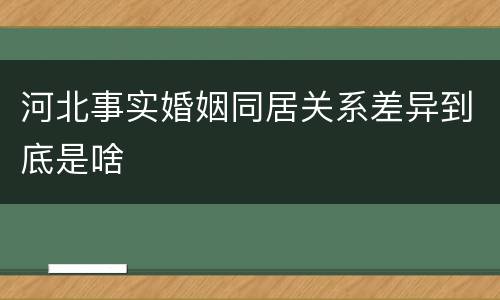 河北事实婚姻同居关系差异到底是啥