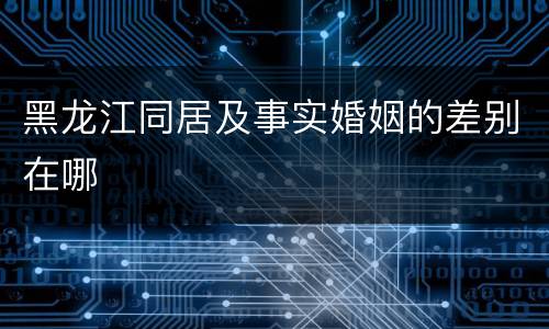 黑龙江同居及事实婚姻的差别在哪