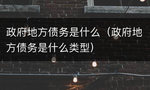 政府地方债务是什么（政府地方债务是什么类型）