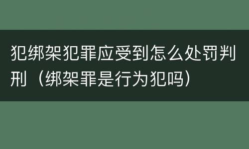 犯绑架犯罪应受到怎么处罚判刑（绑架罪是行为犯吗）