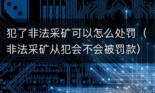 犯了非法采矿可以怎么处罚（非法采矿从犯会不会被罚款）