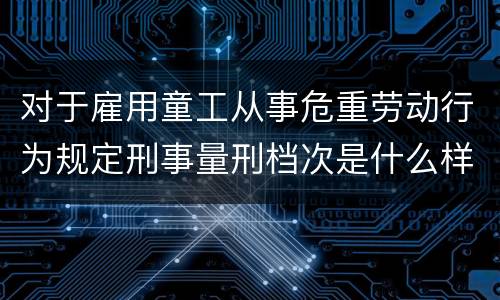 对于雇用童工从事危重劳动行为规定刑事量刑档次是什么样