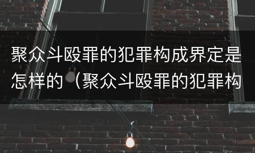 聚众斗殴罪的犯罪构成界定是怎样的（聚众斗殴罪的犯罪构成界定是怎样的）