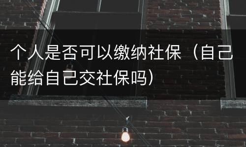 个人是否可以缴纳社保（自己能给自己交社保吗）