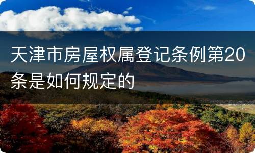 天津市房屋权属登记条例第20条是如何规定的