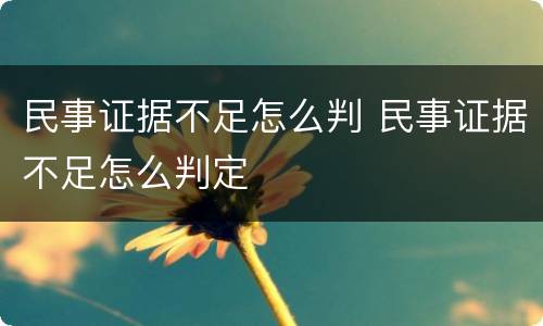 民事证据不足怎么判 民事证据不足怎么判定
