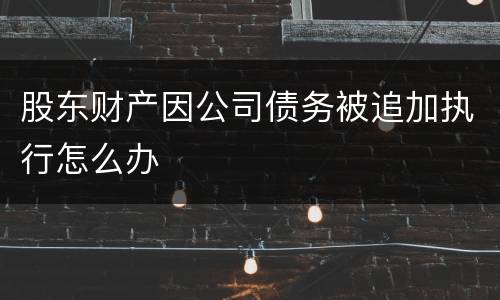 股东财产因公司债务被追加执行怎么办
