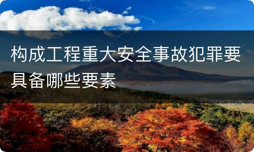 构成工程重大安全事故犯罪要具备哪些要素