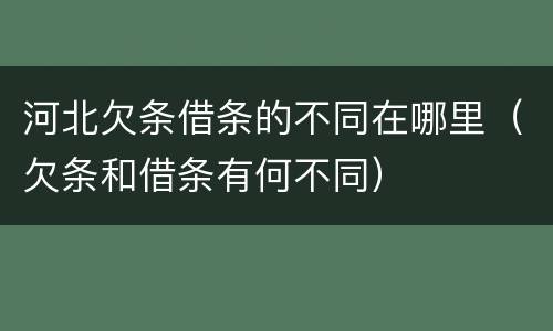 河北欠条借条的不同在哪里（欠条和借条有何不同）