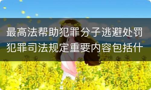 最高法帮助犯罪分子逃避处罚犯罪司法规定重要内容包括什么
