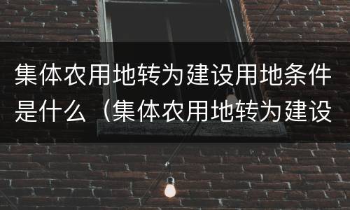 集体农用地转为建设用地条件是什么（集体农用地转为建设用地是什么意思）