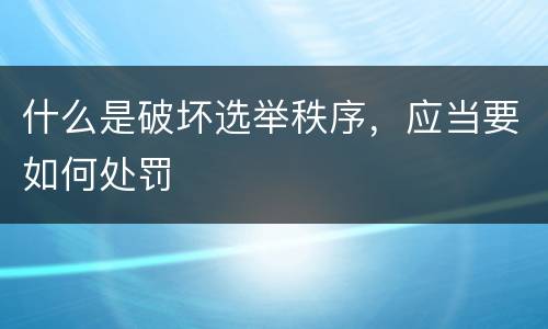 什么是破坏选举秩序，应当要如何处罚