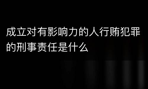 成立对有影响力的人行贿犯罪的刑事责任是什么