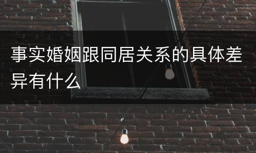 事实婚姻跟同居关系的具体差异有什么