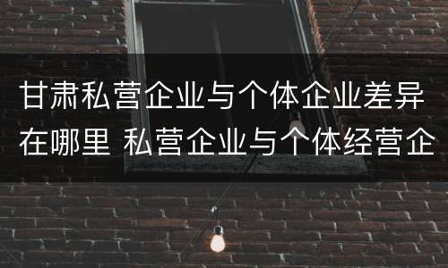 甘肃私营企业与个体企业差异在哪里 私营企业与个体经营企业的区别