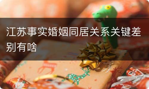 江苏事实婚姻同居关系关键差别有啥