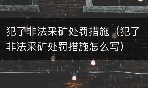 犯了非法采矿处罚措施（犯了非法采矿处罚措施怎么写）