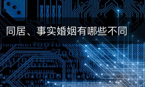 同居、事实婚姻有哪些不同