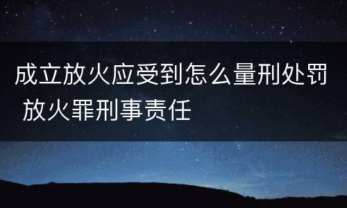 成立放火应受到怎么量刑处罚 放火罪刑事责任