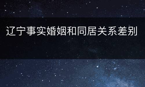 辽宁事实婚姻和同居关系差别