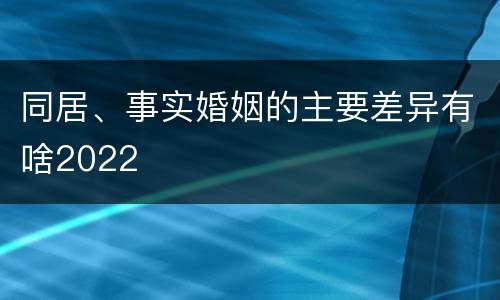 同居、事实婚姻的主要差异有啥2022