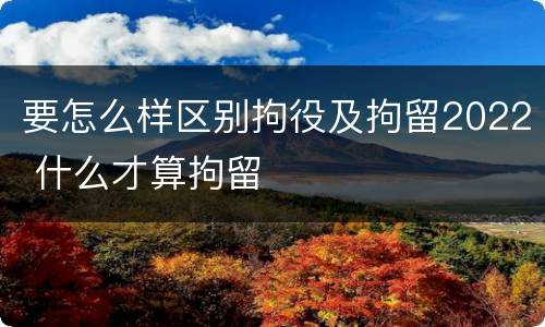 要怎么样区别拘役及拘留2022 什么才算拘留