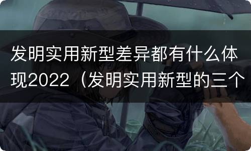 发明实用新型差异都有什么体现2022（发明实用新型的三个特点）