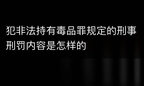 犯非法持有毒品罪规定的刑事刑罚内容是怎样的