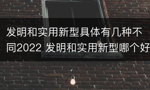 发明和实用新型具体有几种不同2022 发明和实用新型哪个好