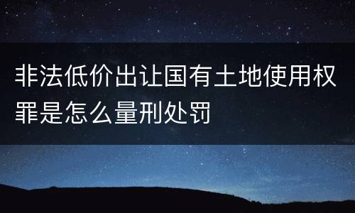 非法低价出让国有土地使用权罪是怎么量刑处罚