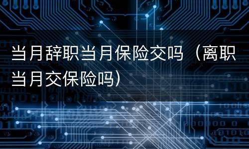 当月辞职当月保险交吗（离职当月交保险吗）