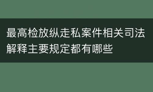 最高检放纵走私案件相关司法解释主要规定都有哪些