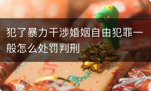 犯了暴力干涉婚姻自由犯罪一般怎么处罚判刑