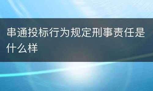 串通投标行为规定刑事责任是什么样