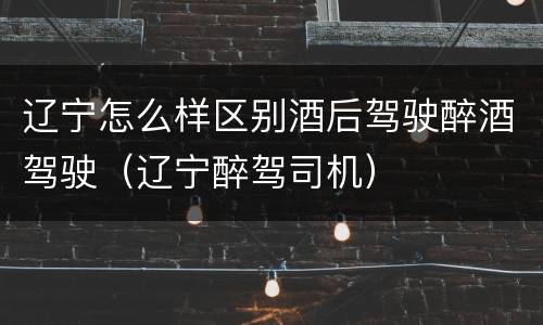 辽宁怎么样区别酒后驾驶醉酒驾驶（辽宁醉驾司机）
