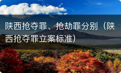 陕西抢夺罪、抢劫罪分别（陕西抢夺罪立案标准）