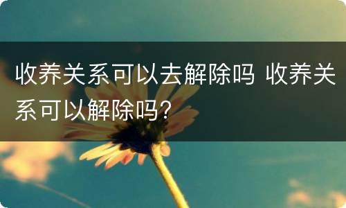 收养关系可以去解除吗 收养关系可以解除吗?