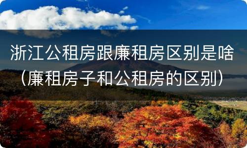 浙江公租房跟廉租房区别是啥（廉租房子和公租房的区别）