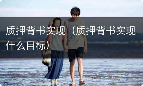 质押背书实现（质押背书实现什么目标）