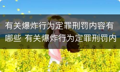 有关爆炸行为定罪刑罚内容有哪些 有关爆炸行为定罪刑罚内容有哪些