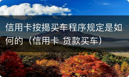 信用卡按揭买车程序规定是如何的（信用卡 贷款买车）