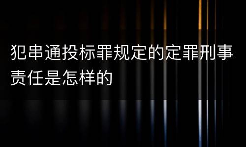 犯串通投标罪规定的定罪刑事责任是怎样的