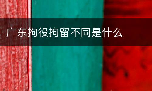 广东拘役拘留不同是什么