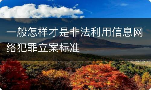 一般怎样才是非法利用信息网络犯罪立案标准